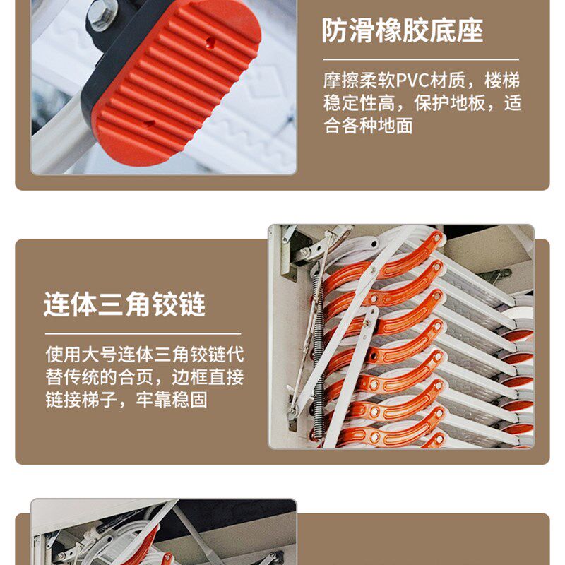 全自动阁楼伸缩楼梯现代复式别墅室内家用电动遥控隐形折叠升降梯