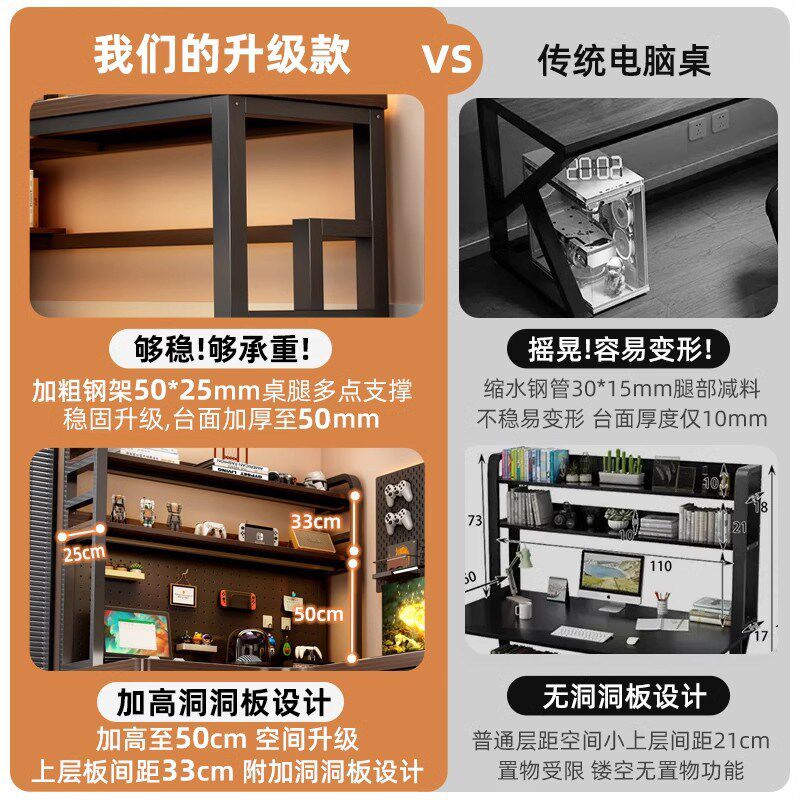 全实木转角电脑桌台式家用学生书桌卧室L型双人拐角带书架办公桌