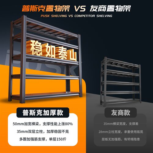 加厚仓储货架置物架家用多层钢制储物架超市地下室杂物间收纳架子