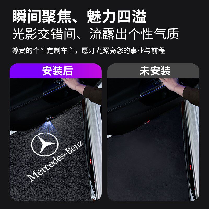 汽车动态自动旋转迎宾灯开门照地灯高清感应车门投影灯车载氛围灯