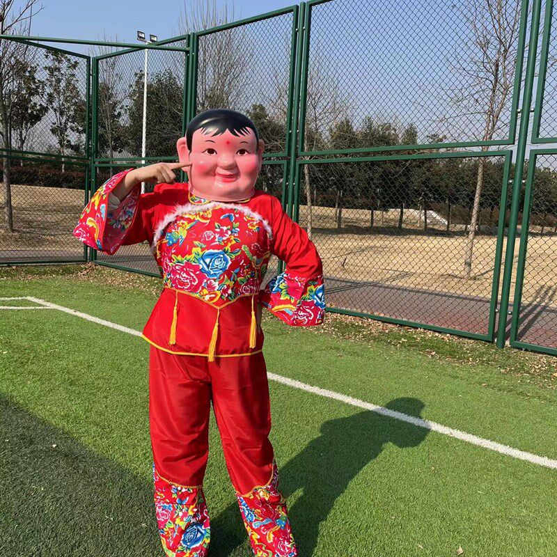戏剧社火秧歌舞蹈服装舞狮舞龙道具大头娃娃头套娃娃头大头人面具