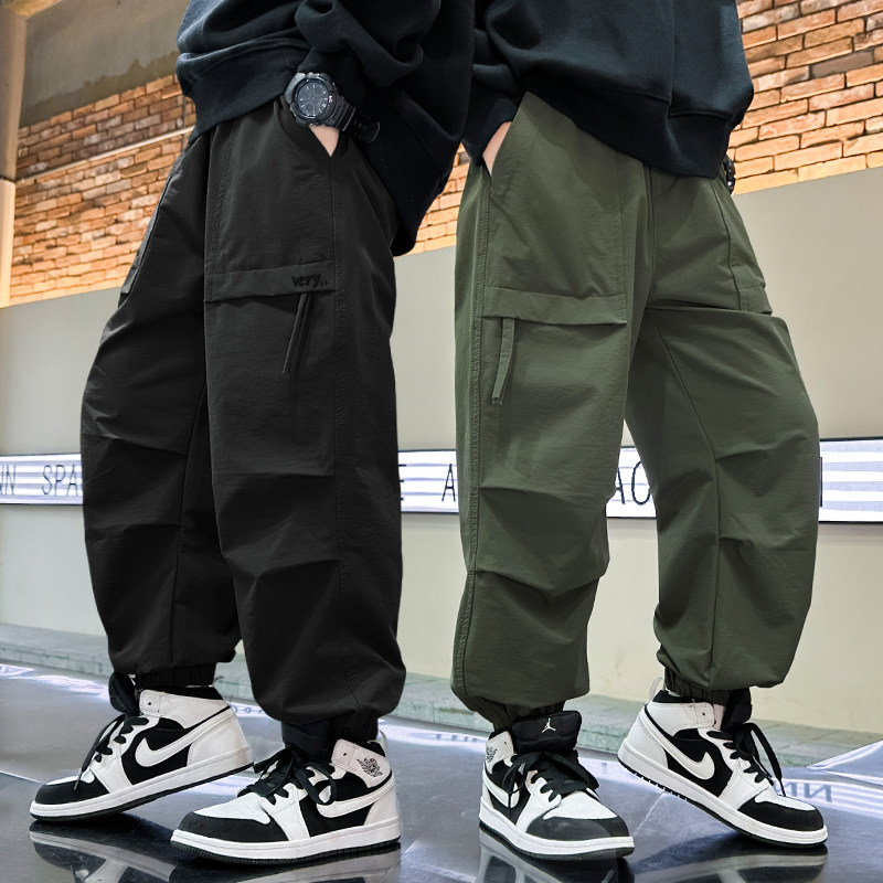 男童春秋薄款裤子2023新款中大童春秋装儿童休闲长裤春季工装裤