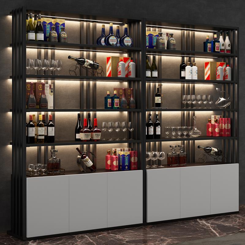 酒架落地置物架轻奢展示架家用展示柜红酒酒柜工业风储物柜陈列柜
