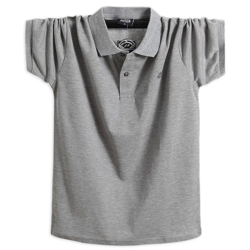 胖人商务纯棉短袖POLO衫男士翻领加肥加大宽松汗衫中老年爸爸T恤
