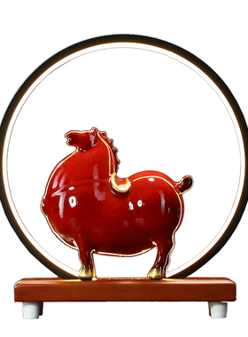 创意招财唐马摆件新中式玄关客厅书房办公室桌面装饰品摆设工艺品