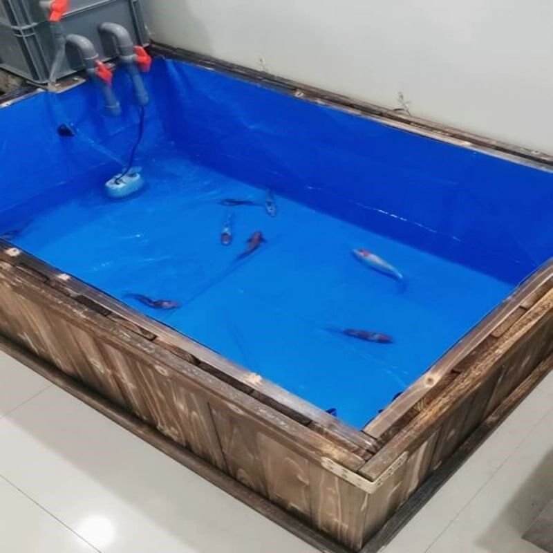 实木帆布鱼池防腐木养鱼水箱室外锦鲤阳台防水布户外地缸木箱水池