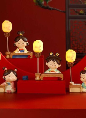唐仕女唐妞摆件西安文创旅游纪念品寝室书画带小夜灯桌面装饰品