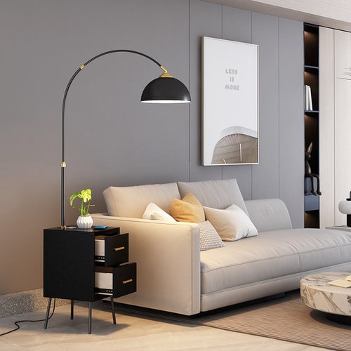 客厅钓鱼灯落地灯沙发边几卧室床头柜高级设计感轻奢置物美式台灯