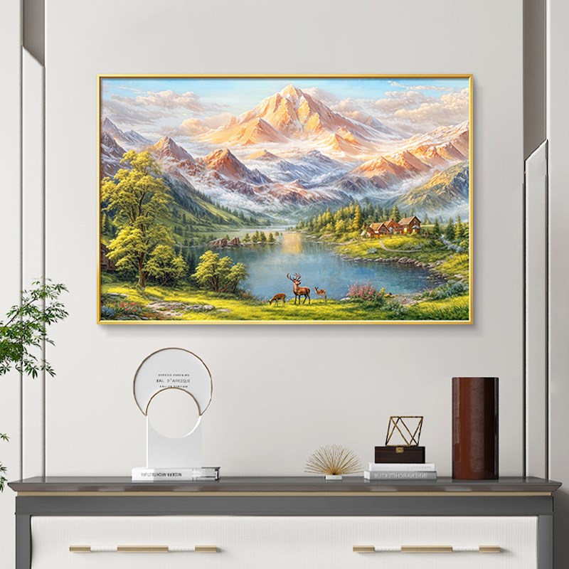 餐厅装饰画2026年新款轻奢高级感饭厅背景墙装饰画客厅挂画聚宝盆