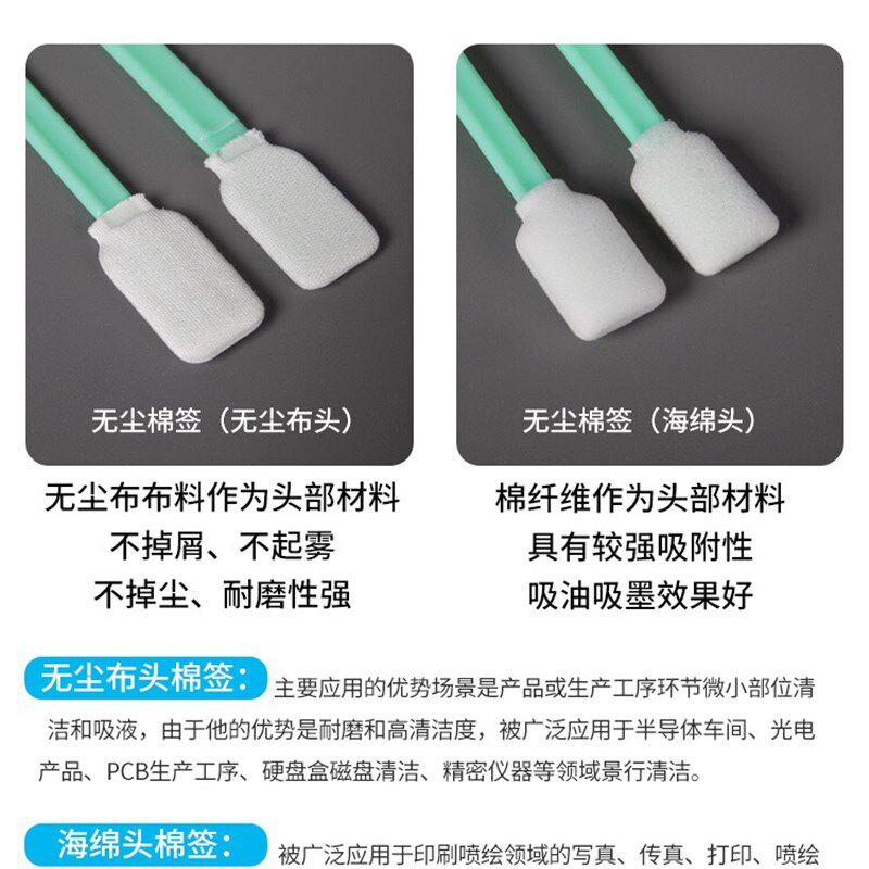 工业无尘净化布头棉签防静电擦拭粘尘棒激光喷头光学海绵清洁棒