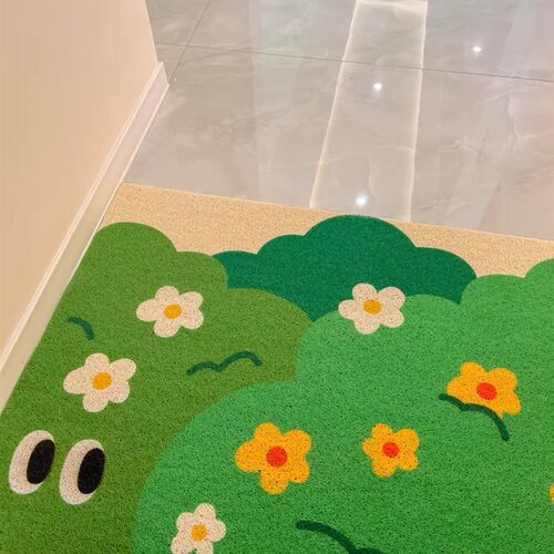 小清新入户丝圈地垫简约绿色养眼玄关门垫刮泥蹭土脚垫可裁剪耐脏