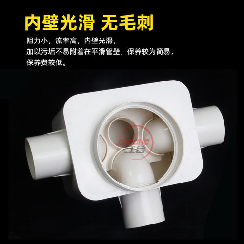 PVC同层排水自洁防臭多功能地漏2通3通110地漏同层多通道地漏汇集