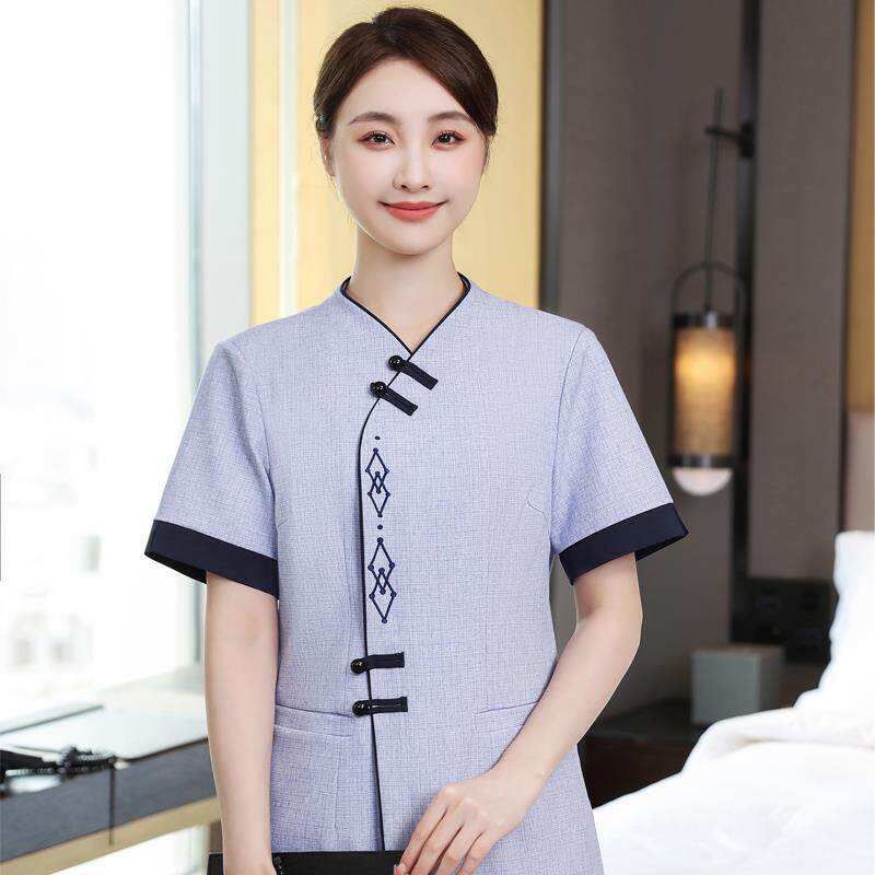 中式客房保洁工作服夏装短半女阿姨物业清洁员工装商超学校医院