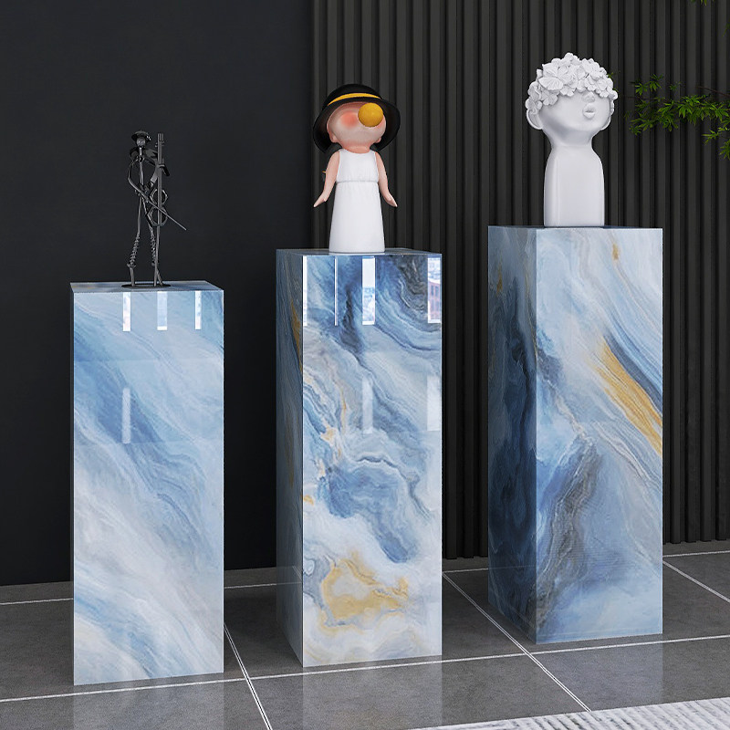 梵高印象意式奢石岩板花架子高端客厅家居酒店展厅商用摆件展示台