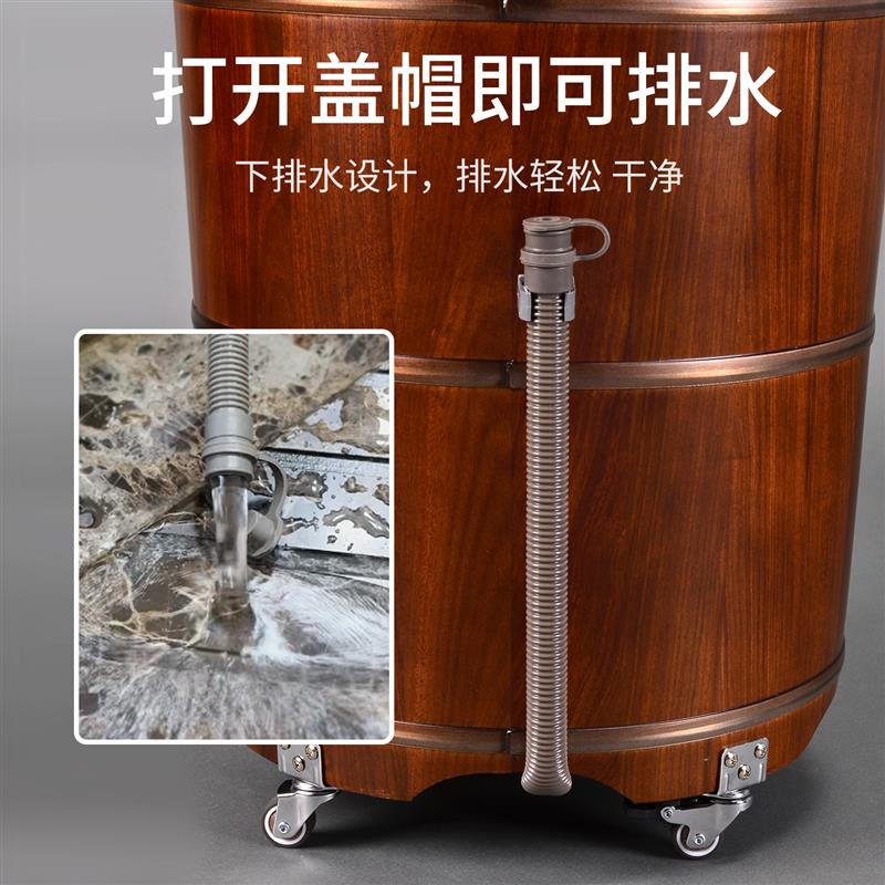 花梨木泡脚桶木桶家用过小腿足浴洗脚木盆木质高深桶带轮子按摩桶