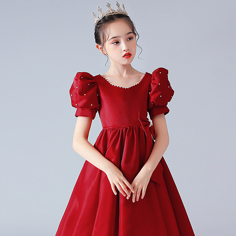 2023年新款儿童生日公主裙女童小提琴钢琴演奏主持人表演出晚礼服
