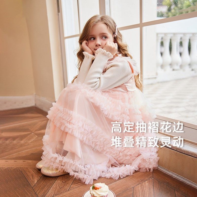 儿童国风公主裙宝宝背心裙新中式裙子女童秋冬新款加绒连衣裙礼服