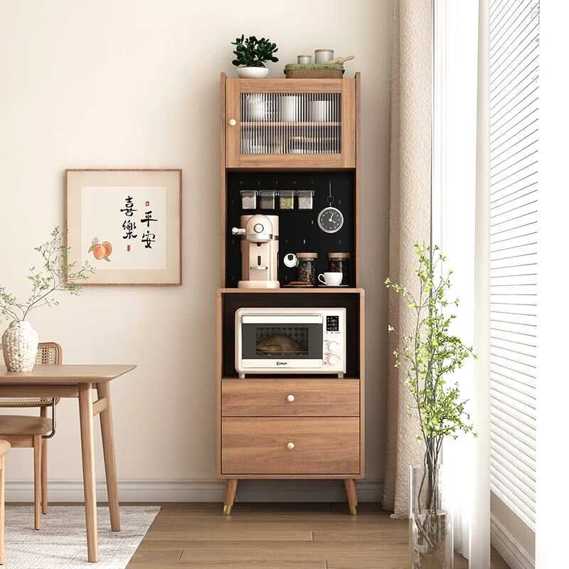 实木餐边柜咖啡柜小户型厨房一体靠墙储物柜家用置物柜窄型茶水柜