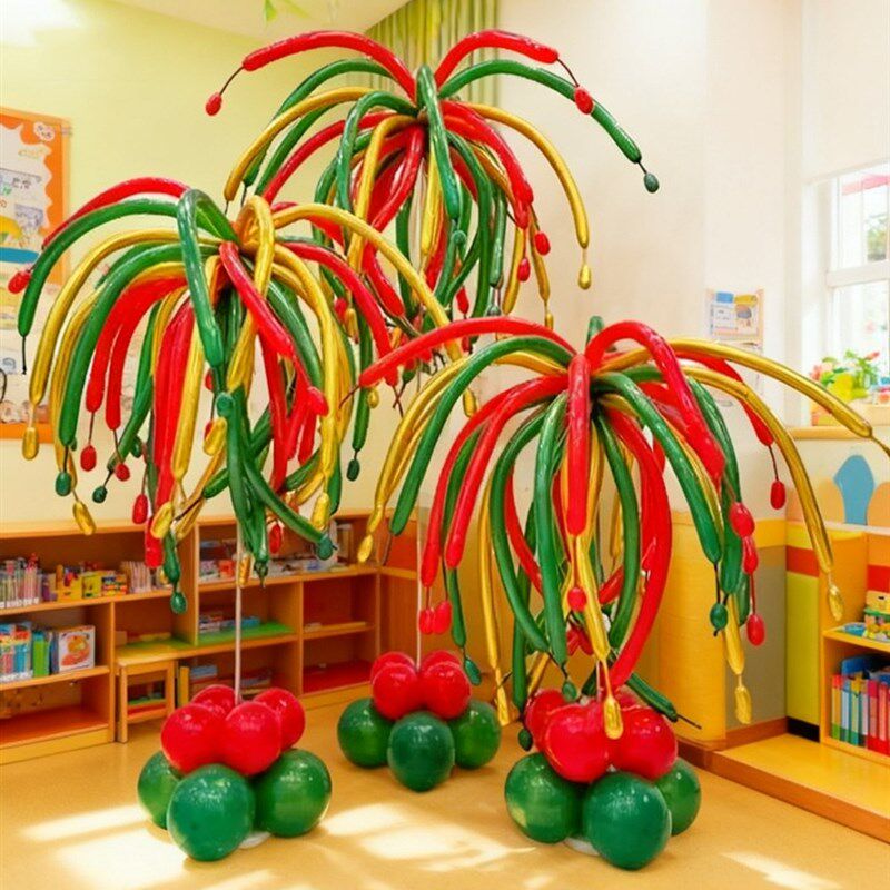 烟花气球立柱路引彩色长条多巴胺商场幼儿园圣诞元旦节装饰布置品