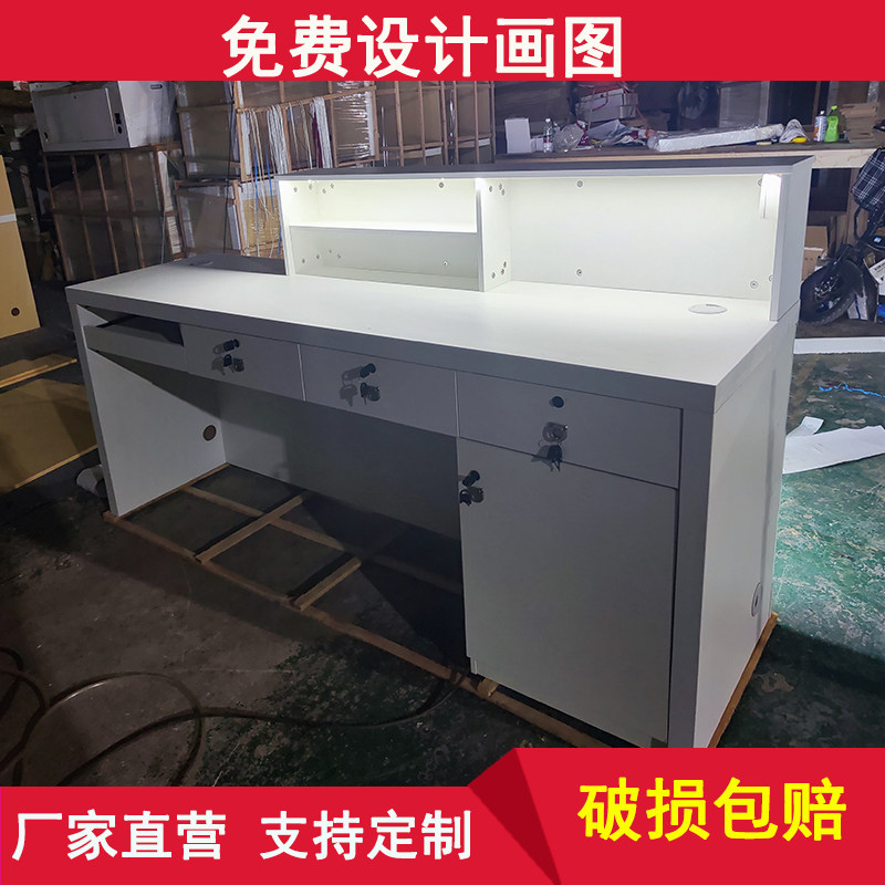 新款发光软膜款手机店维修台工作服务收银接待办公台木质灯箱柜台