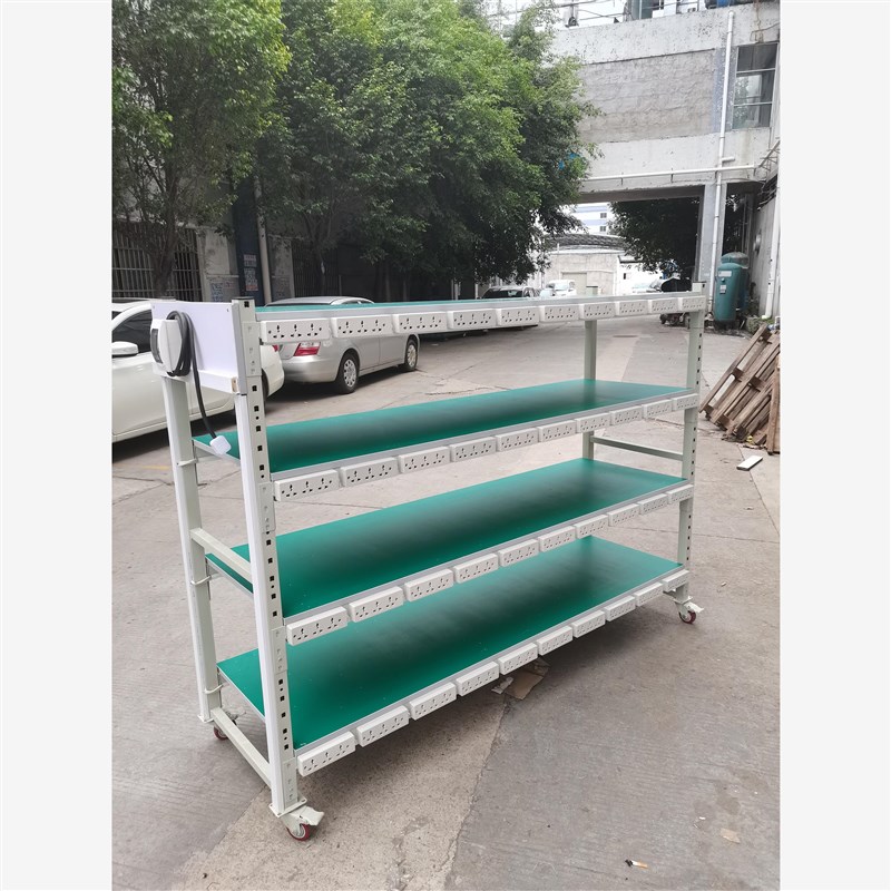 老化架测试架防静电货架usb排插电源显示器周转车车间移动角铁架图片