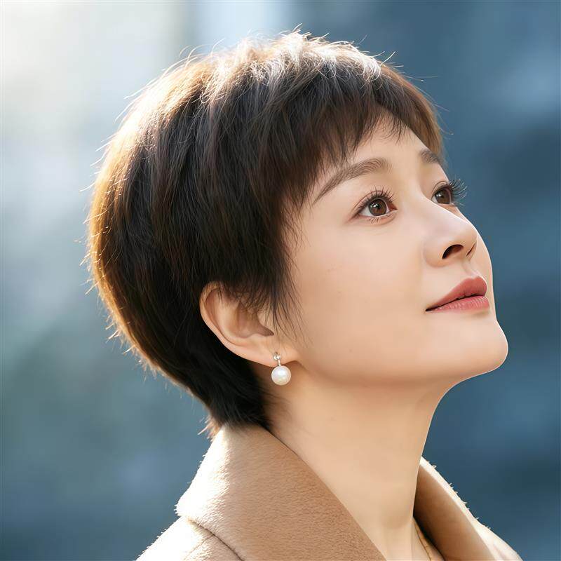 假发全头套女士短发真发全真人发夏季薄款中老年妈妈款自然假发套