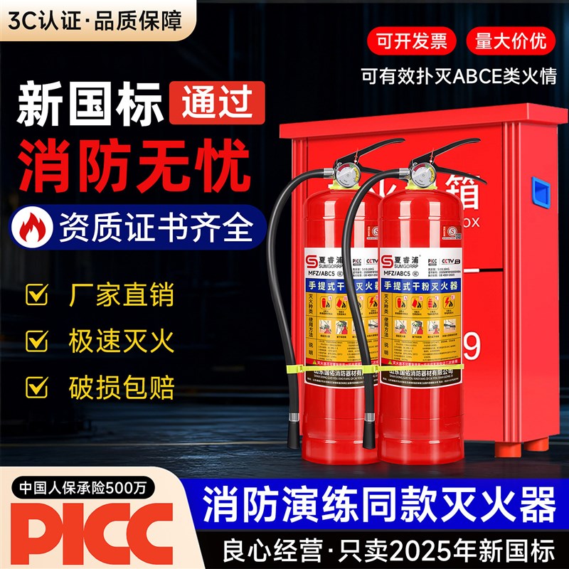 灭火器商铺用4公斤箱子套装手提式干粉消防灭火套装出租房新国标