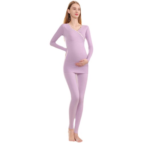 孕妇秋衣秋裤套装德绒保暖内衣秋冬产后哺乳期喂奶月子服免穿文胸