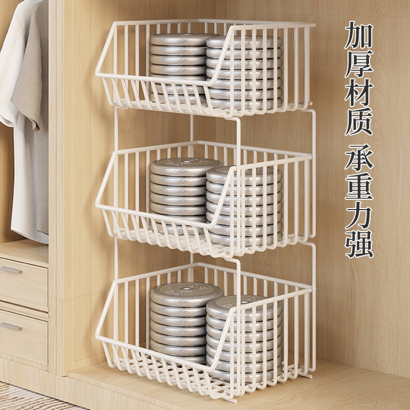 衣柜收纳筐分层架家用宿舍衣橱柜子放衣服收纳整理隔层铁艺置物架