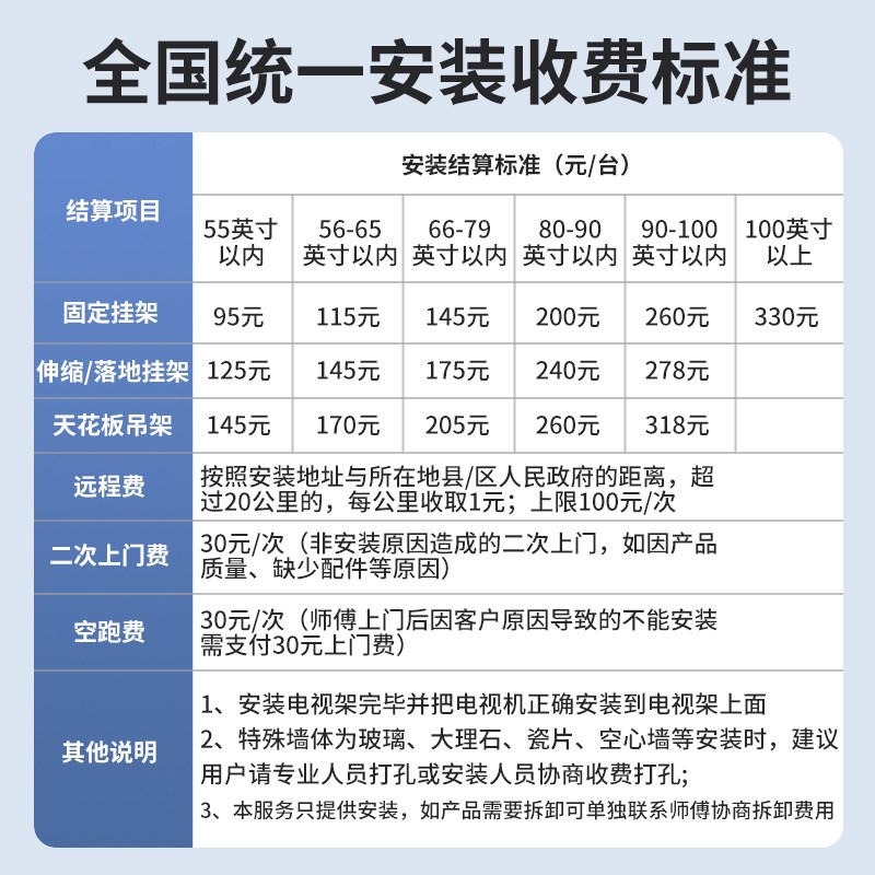【全国同城上门安装服务】电视支架/挂架/伸缩/吊架/推车等打孔