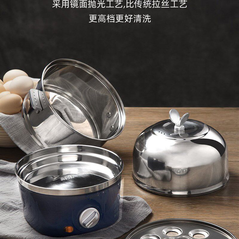 出口110V双层不锈钢煮蛋器家用小型多功能宿舍早餐机鸡蛋蒸笼蛋羹