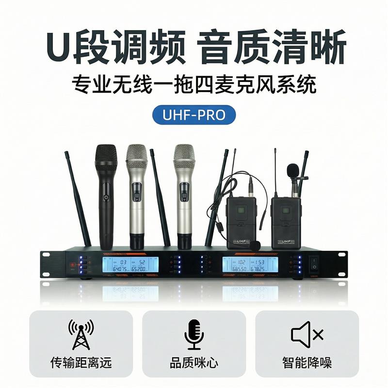 无线话筒一拖四/二U段领夹耳麦头戴式舞台专业演出会议腰包麦克风