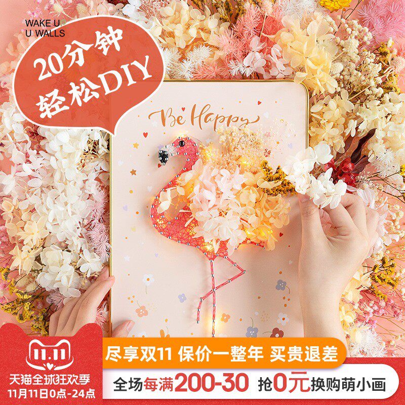 墙蛙弦丝画手工diy制作礼物女创意绕线画钉子弦丝画材料包永生花