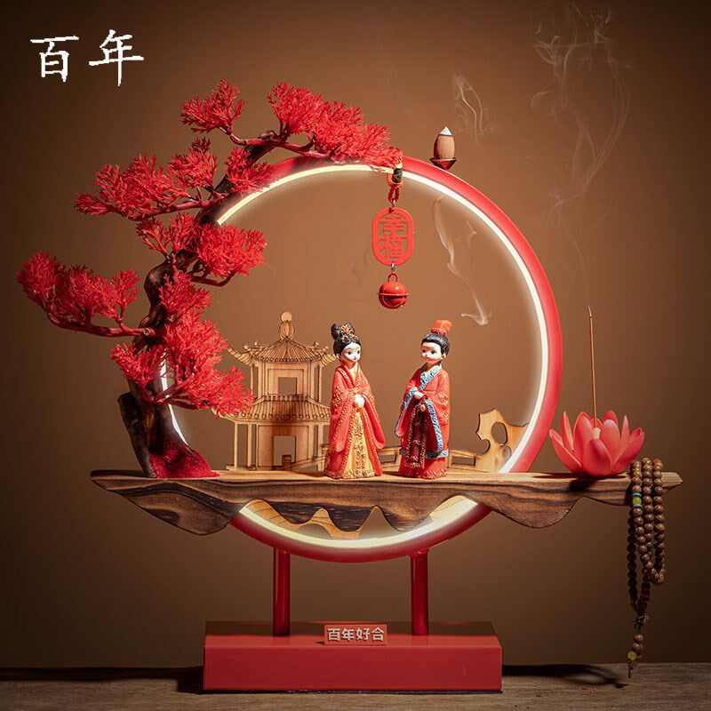 百年中式婚礼摆件送新人闺蜜朋友结婚礼物长明灯礼盒订婚新婚贺礼
