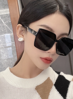 2022新款网红大框黑框遮阳圆脸偏光墨镜女级感眼镜潮方形太阳镜