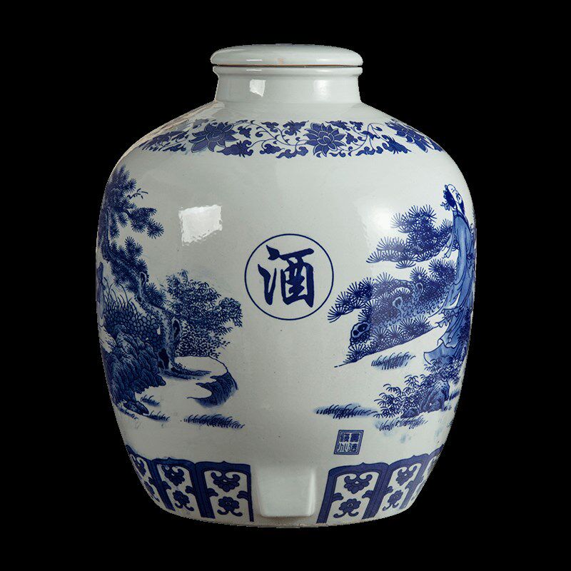 景德镇陶瓷酒坛子大口密封青花瓷泡酒缸50斤100斤150斤窑藏存酒罐