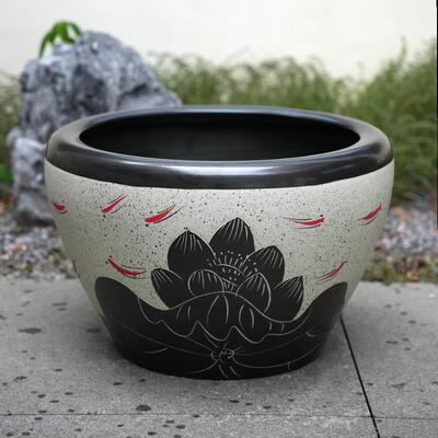 景德镇陶瓷缸金鱼盆睡莲碗莲乌龟阳台风水庭院大缸深缸水缸荷花盆