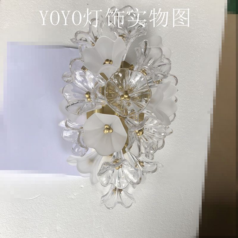 YOYO 轻奢茉莉花朵水晶壁灯 百搭款 客厅饭厅玄关卧室床头儿童房