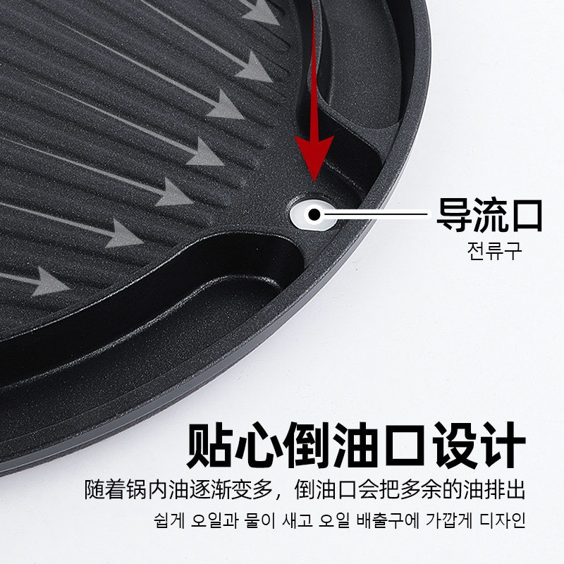 韩国不粘烧烤盘户外麦饭石烤盘铁板烧家用电磁炉卡式炉韩式烤肉盘