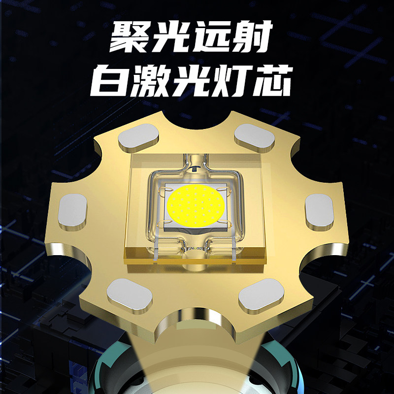 头戴式超亮强光头灯变焦雷射笔筒充电夜钓鱼赶海专用户外照明灯
