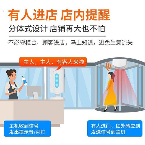 分体门口欢迎光临感应器进门迎宾门铃语音提示器店铺提醒超市进店