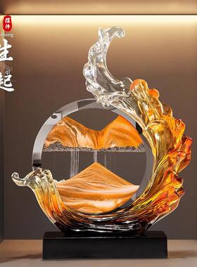 风生水起摆件流沙画电视柜酒柜高级感客厅装饰办公室乔迁新居礼品