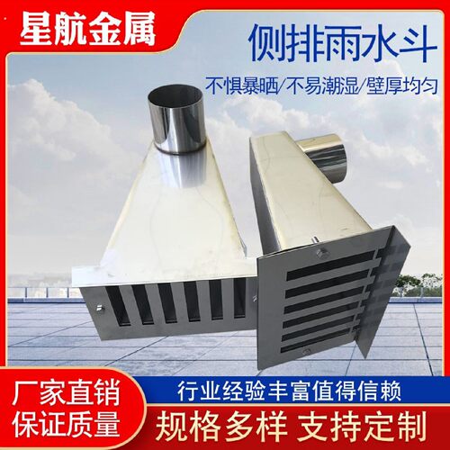 铸铁侧排斗穿墙落水口雨水管接水斗雨漏斗侧入式方口圆排水斗