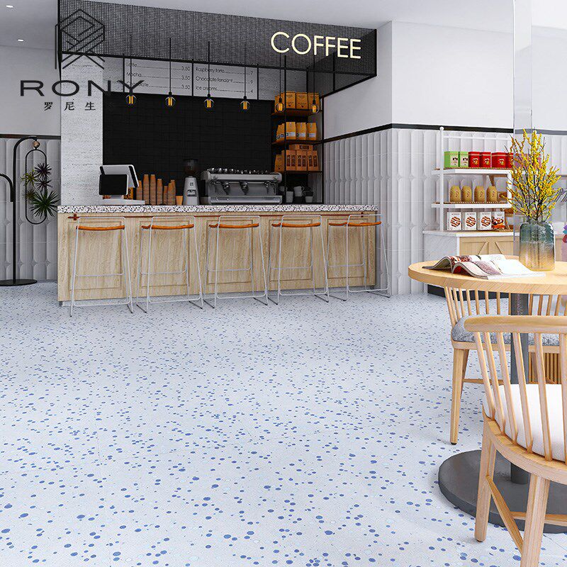 彩色圆点水磨石地砖600x1200餐厅连锁店仿古砖商铺别墅工程瓷砖