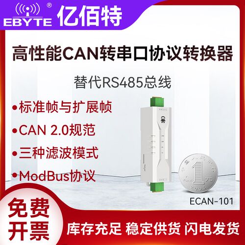 小体积导轨式CAN转串口RS485协议转换器智能双向透传MODBUS RTU