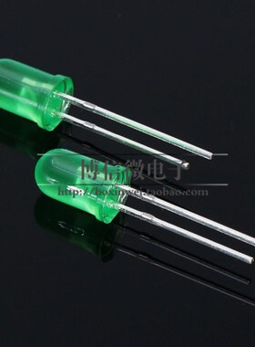 1K装 5MM 绿发绿 F5绿色 绿光 LED发光二极管 短脚 F5绿灯