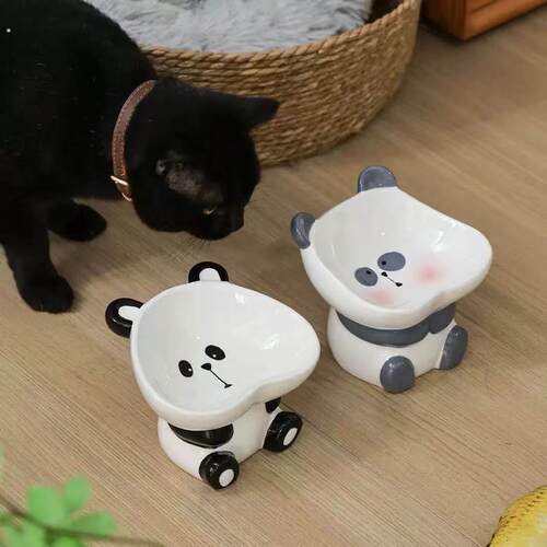 猫碗陶瓷保护颈椎饮水碗宠物用品可爱斜口防打翻狗狗饭碗猫咪食盆