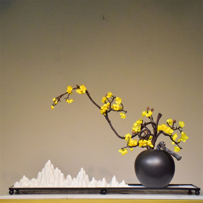新中式陶瓷花瓶创意简约插花迎春花客厅玄关酒店家居装饰禅意摆件