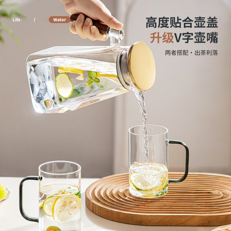 冷水壶玻璃耐高温家用大容量装水容器凉水壶客厅开水杯凉茶瓶扎壶