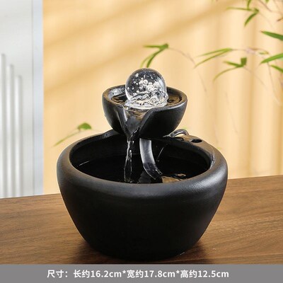 陶瓷水晶球鱼缸自动流水循环器家居桌面玄关招财全套网红青蛙摆件